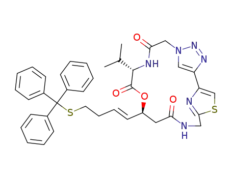 (9S,12S)-9-isopropyl-12-((E)-4-(tritylthio)but-1-en-1-yl)-11-oxa-18-thia-3,4,5,8,15,20-hexaazatricyclo[15.2.1.1<sup>2,5</sup>]henicosa-1<sup>(19)</sup>,2<sup>(21)</sup>,3,17<sup>(20)</sup>-tetraene-7,10,14-trione