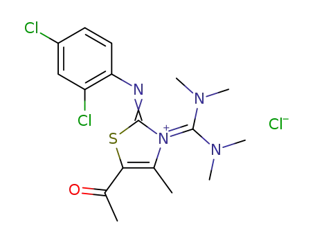 Molecular Structure of 1607015-04-2 (1-[2-(2,4-dichlorophenylimino)-3-di(dimethylamino)methyl-4-methyl-2,3-dihydro-1,3-thiazol-5-yl]-1-ethanone chloride)