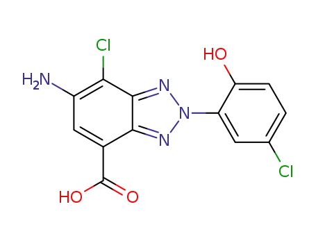 Molecular Structure of 1426244-86-1 (6-amino-7-chloro-2-(5-chloro-2-hydroxyphenyl)-2H-benzotriazole-4-carboxylic acid)