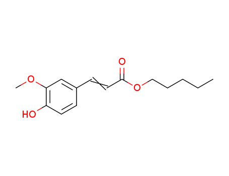 Molecular Structure of 122991-46-2 (2-Propenoic acid, 3-(4-hydroxy-3-methoxyphenyl)-, pentyl ester)