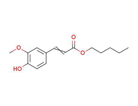 Molecular Structure of 122991-46-2 (2-Propenoic acid, 3-(4-hydroxy-3-methoxyphenyl)-, pentyl ester)