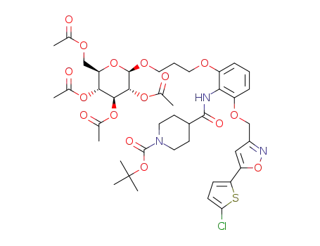 3-(3-[1-(tert-butoxycarbonyl)piperidine-4-carboxamido]-2-{[5-(5-chlorothiophen-2-yl)isoxazol-3-yl]methoxy}phenoxy)propyl 2,3,4,6-tetra-O-acetyl-β-D-glucopyranoside