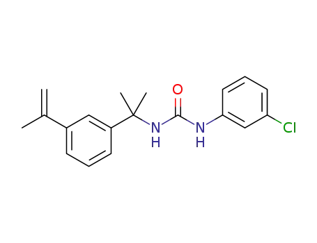 Molecular Structure of 433702-35-3 (1-(3-chlorophenyl)-3-(2-(3-(prop-1-en-2-yl)phenyl)propan-2-yl)urea)