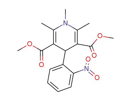 Molecular Structure of 30131-45-4 (dimethyl 1,2,6-trimethyl-4-(2-nitrophenyl)-1,4-dihydropyridine-3,5-dicarboxylate)