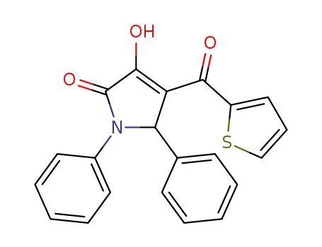 Molecular Structure of 442656-64-6 (2H-Pyrrol-2-one,
1,5-dihydro-3-hydroxy-1,5-diphenyl-4-(2-thienylcarbonyl)-)