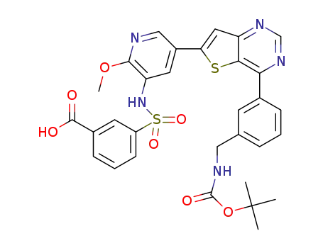3-(5-{4-[3-(tert-butoxycarbonylaminomethyl)phenyl]thieno[3,2-d]pyrimidin-6-yl}-2-methoxypyridin-3-ylsulfamoyl)benzoic acid