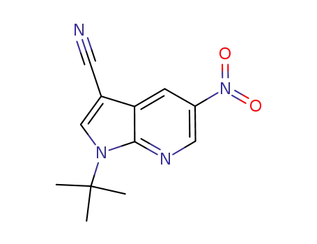 Molecular Structure of 858340-88-2 (1H-Pyrrolo[2,3-b]pyridine-3-carbonitrile, 1-(1,1-dimethylethyl)-5-nitro-)