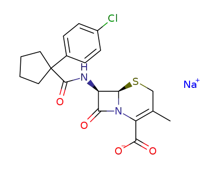 Molecular Structure of 143407-73-2 (sodium (6R,7R)-7-({[1-(4-chlorophenyl)cyclopentyl]carbonyl}amino)-3-methyl-8-oxo-5-thia-1-azabicyclo[4.2.0]oct-2-ene-2-carboxylate)