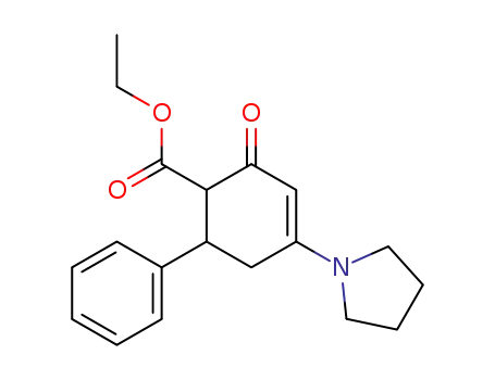 Molecular Structure of 142458-00-2 (ethyl 2-oxo-6-phenyl-4-pyrrolidinocyclohex-3-en-1-oate)