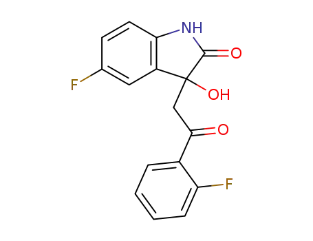 Molecular Structure of 97311-36-9 (5-Fluoro-3-[2-(2-fluoro-phenyl)-2-oxo-ethyl]-3-hydroxy-1,3-dihydro-indol-2-one)