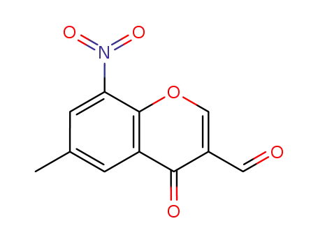 Molecular Structure of 879559-54-3 (4H-1-Benzopyran-3-carboxaldehyde, 6-methyl-8-nitro-4-oxo-)