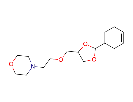 Molecular Structure of 139597-56-1 (Morpholine,
4-[2-[[2-(3-cyclohexen-1-yl)-1,3-dioxolan-4-yl]methoxy]ethyl]-)