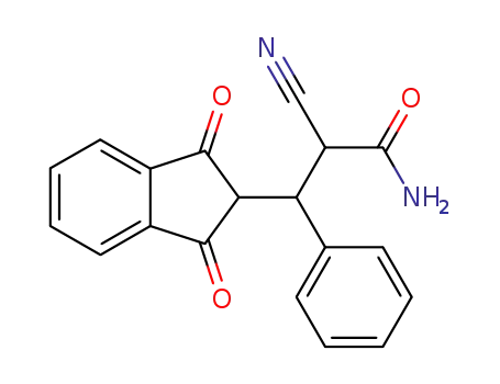Molecular Structure of 25782-33-6 (1H-Indene-2-propanamide, a-cyano-2,3-dihydro-1,3-dioxo-b-phenyl-)