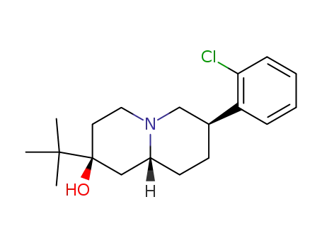 Molecular Structure of 75384-68-8 (rac-(9aβH)-2α-tert-butyl-7β-(2-chlorophenyl)octahydro-2H-quinolizin-2-ol)