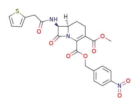 p-nitrobenzyl (7S,6R)-7-(2-thienylacetamido)-3-carbomethoxy-1-carba-1-dethia-3-cephem-4-carboxylate