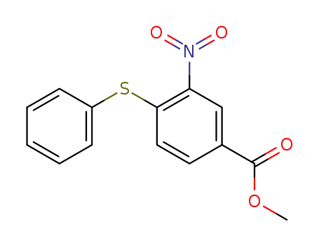 Molecular Structure of 33358-30-4 (METHYL 3-NITRO-4-(PHENYLSULFANYL)BENZENECARBOXYLATE)