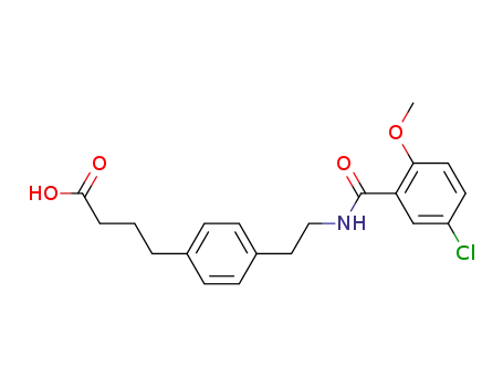 Molecular Structure of 61629-73-0 (Benzenebutanoic acid, 4-[2-[(5-chloro-2-methoxybenzoyl)amino]ethyl]-)