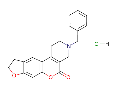 Molecular Structure of 88701-60-4 (3-Benzyl-1,2,3,4,9,10-hexahydro-6,8-dioxa-3-aza-cyclopenta[b]phenanthren-5-one; hydrochloride)