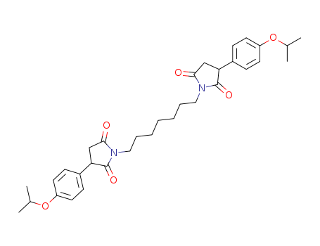 Molecular Structure of 115906-29-1 (2,5-Pyrrolidinedione,1,1'-(1,7-heptanediyl)bis[3-[4-(1-methylethoxy)phenyl]-)