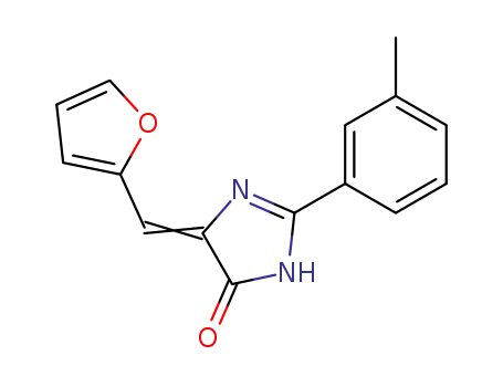 Molecular Structure of 79946-54-6 (4H-Imidazol-4-one,
5-(2-furanylmethylene)-1,5-dihydro-2-(3-methylphenyl)-)