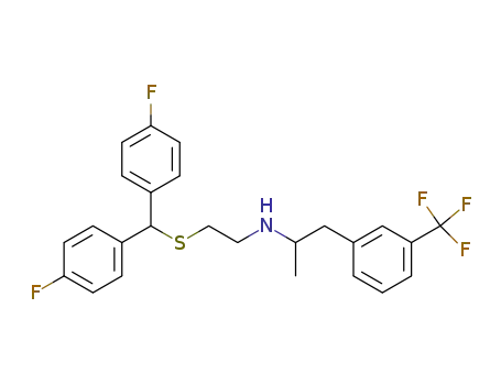 Molecular Structure of 145532-77-0 (N-<2-<bis(4-fluorophenyl)methylthio>ethyl>-1-methyl-2-(3-trifluoromethylphenyl)ethylamine)