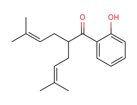 Molecular Structure of 82320-30-7 (4-Hexen-1-one, 1-(2-hydroxyphenyl)-5-methyl-2-(3-methyl-2-butenyl)-)