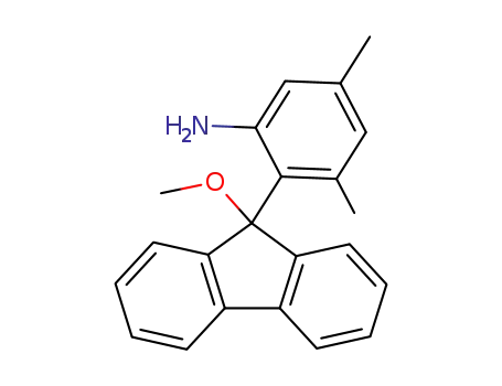 Molecular Structure of 91481-73-1 (Benzenamine, 2-(9-methoxy-9H-fluoren-9-yl)-3,5-dimethyl-)