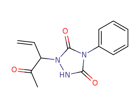 Molecular Structure of 74542-31-7 (1-(1-Acetyl-2-propenyl)-4-phenyl-1,2,4-triazolidine-3,5-dione)