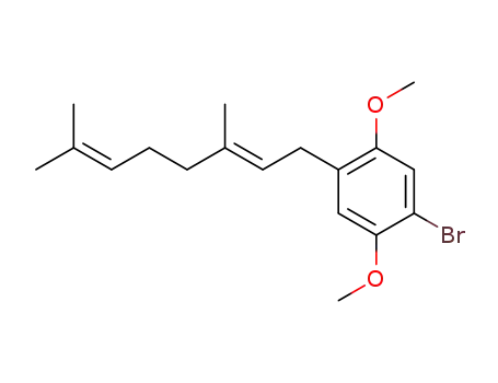 Molecular Structure of 128702-13-6 (Benzene, 1-bromo-4-(3,7-dimethyl-2,6-octadienyl)-2,5-dimethoxy-, (E)-)
