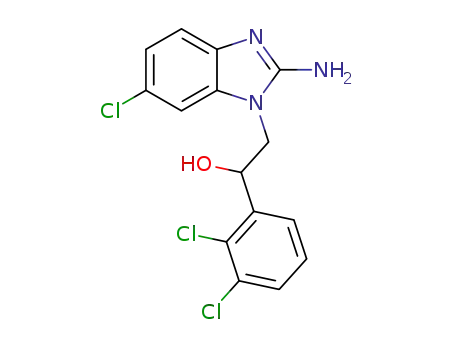 Molecular Structure of 1616405-92-5 (2-(2-amino-6-chloro-1H-benzo[d]imidazol-1-yl)-1-(2,3-dichlorophenyl)ethanol)