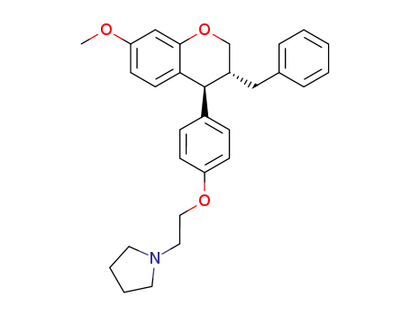 4-<p-(β-pyrrolidinoethoxy)phenyl>-3-benzyl-7-methoxychroman