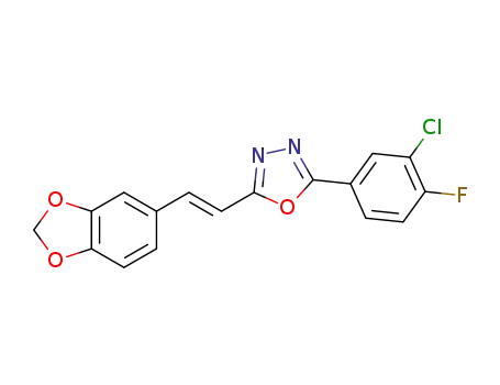 (E)-2-((2-benzo[d][1,3]dioxol-5-yl)vinyl)-5-(3-chloro-4-fluorophenyl)-1,3,4-oxadiazole