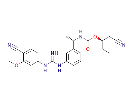 Molecular Structure of 1610766-97-6 ((2R)-1-cyanobutan-2-yl[(1S)-1-{3-[N'-(4-cyano-3-methoxyphenyl)carbamimidamino]phenyl}ethyl] carbamate)