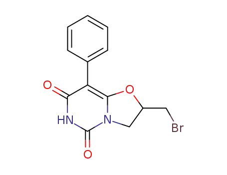 Molecular Structure of 30345-99-4 (2-(bromomethyl)-8-phenyl-2,3-dihydro-5H-[1,3]oxazolo[3,2-c]pyrimidine-5,7(6H)-dione)
