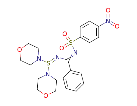 Molecular Structure of 90095-53-7 (Morpholine,
4,4'-[[[[(4-nitrophenyl)sulfonyl]imino]phenylmethyl]sulfinimidoyl]bis-)