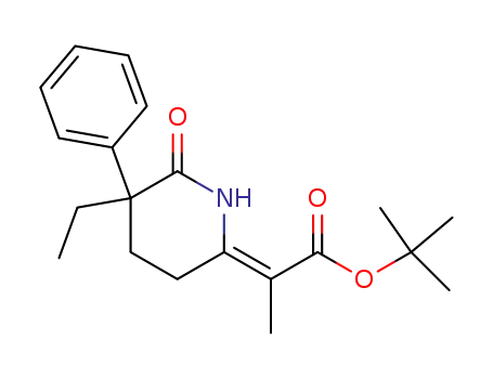 Molecular Structure of 129224-50-6 (2-[5-Ethyl-6-oxo-5-phenyl-piperidin-(2Z)-ylidene]-propionic acid tert-butyl ester)