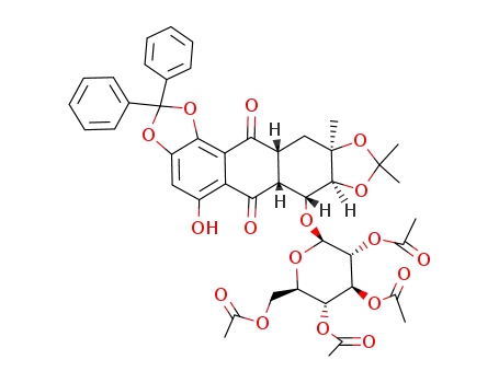 (1R,2S,3R,4aR,9aR)-5,6-O-diphenylmethylidene-1,2,3,4,4a,9a-hexahydro-2,3-O-isopropylidene-3-methyl-9,10-dioxo-1-(2',3',4',6'-tetra-O-acetyl-β-D-glucopyranosyloxy)anthracene-2,3,5,6,8-pentaol