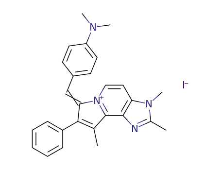 Molecular Structure of 123202-71-1 ((7Z)-7-{[4-(dimethylamino)phenyl]methylidene}-2,3,9-trimethyl-8-phenyl-3,7-dihydroimidazo[4,5-g]indolizin-6-ium iodide)