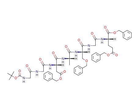 Molecular Structure of 104303-60-8 ((S)-2-{2-[(S)-3-Benzyloxy-2-((S)-2-{(S)-3-benzyloxycarbonyl-2-[2-(2-tert-butoxycarbonylamino-acetylamino)-acetylamino]-propionylamino}-propionylamino)-propionylamino]-acetylamino}-pentanedioic acid dibenzyl ester)