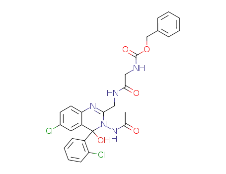 3-(acetylamino)-2-<<<(benzyloxycarbonyl)glyyl>amino>methyl>-4-(2-chlorophenyl)-6-chloro-3,4-dihydro-4-hydroxyquinazoline