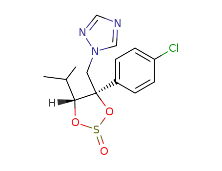 Molecular Structure of 96223-56-2 (1H-1,2,4-Triazole,
1-[[4-(4-chlorophenyl)-5-(1-methylethyl)-2-oxido-1,3,2-dioxathiolan-4-yl]
methyl]-)