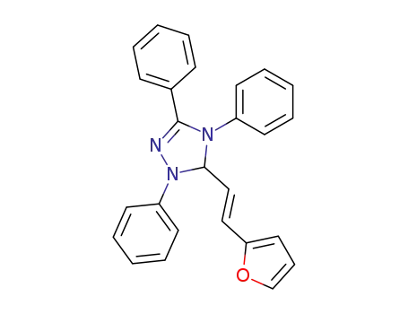 Molecular Structure of 90736-49-5 (1H-1,2,4-Triazole, 5-[2-(2-furanyl)ethenyl]-4,5-dihydro-1,3,4-triphenyl-,
(E)-)