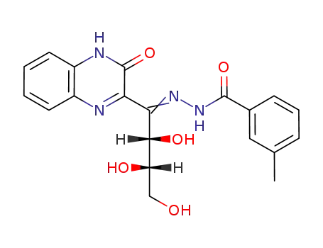 Molecular Structure of 74894-81-8 (3-Methyl-benzoic acid [(2S,3S)-2,3,4-trihydroxy-1-(3-oxo-3,4-dihydro-quinoxalin-2-yl)-but-(Z)-ylidene]-hydrazide)