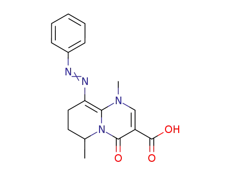 Molecular Structure of 104128-37-2 (1,6-Dimethyl-4-oxo-9-phenylazo-1,6,7,8-tetrahydro-4H-pyrido[1,2-a]pyrimidine-3-carboxylic acid)