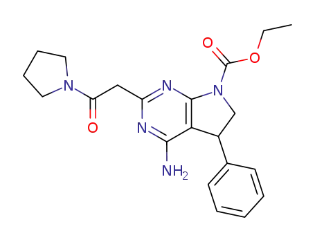 4-Amino-2-(2-oxo-2-pyrrolidin-1-yl-ethyl)-5-phenyl-5,6-dihydro-pyrrolo[2,3-d]pyrimidine-7-carboxylic acid ethyl ester