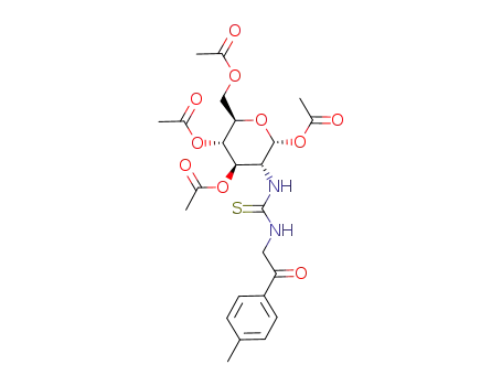 Molecular Structure of 112290-67-2 (1,3,4,6-tetra-O-acetyl-2-deoxy-2-<3-(p-methylphenacyl)thioureido>-α-D-glucopyranose)