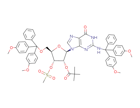 2,2-Dimethyl-propionic acid (2R,3R,4R,5R)-5-[bis-(4-methoxy-phenyl)-phenyl-methoxymethyl]-2-(2-{[bis-(4-methoxy-phenyl)-phenyl-methyl]-amino}-6-oxo-1,6-dihydro-purin-9-yl)-4-methanesulfonyloxy-tetrahydro-furan-3-yl ester