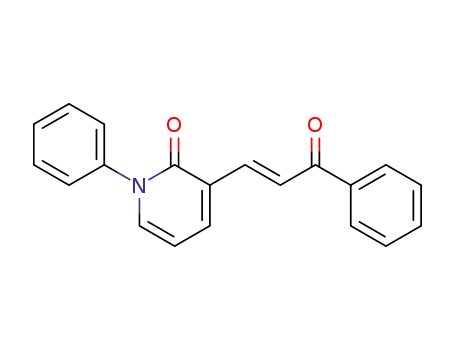 Molecular Structure of 89818-04-2 (2-Propen-1-one, 3-(1,2-dihydro-2-oxo-1-phenyl-3-pyridinyl)-1-phenyl-,
(E)-)