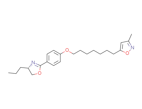 Molecular Structure of 112270-41-4 (3-methyl-5-(7-{4-[(4S)-4-propyl-4,5-dihydro-1,3-oxazol-2-yl]phenoxy}heptyl)isoxazole)