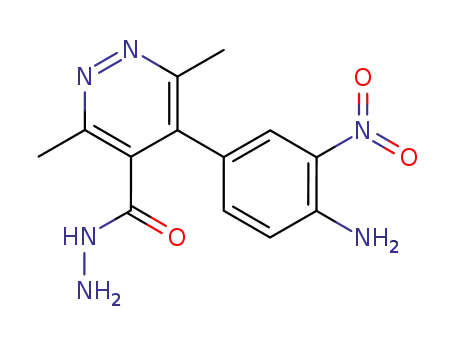 Molecular Structure of 110520-15-5 (4-Pyridazinecarboxylic acid, 5-(4-amino-3-nitrophenyl)-3,6-dimethyl-,
hydrazide)